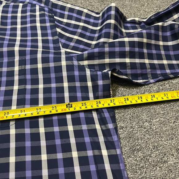 Peter Millar Mens XL Purple Plaid Button Shirt Long‎ Sleeve Cotton Silk Blend - Picture 6 of 8